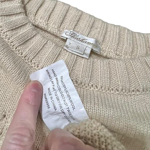 Shoshanna Adorable Coquette Cream Heart Pattern Long Sleeve Cropped Sweater S - Picture 6 of 6